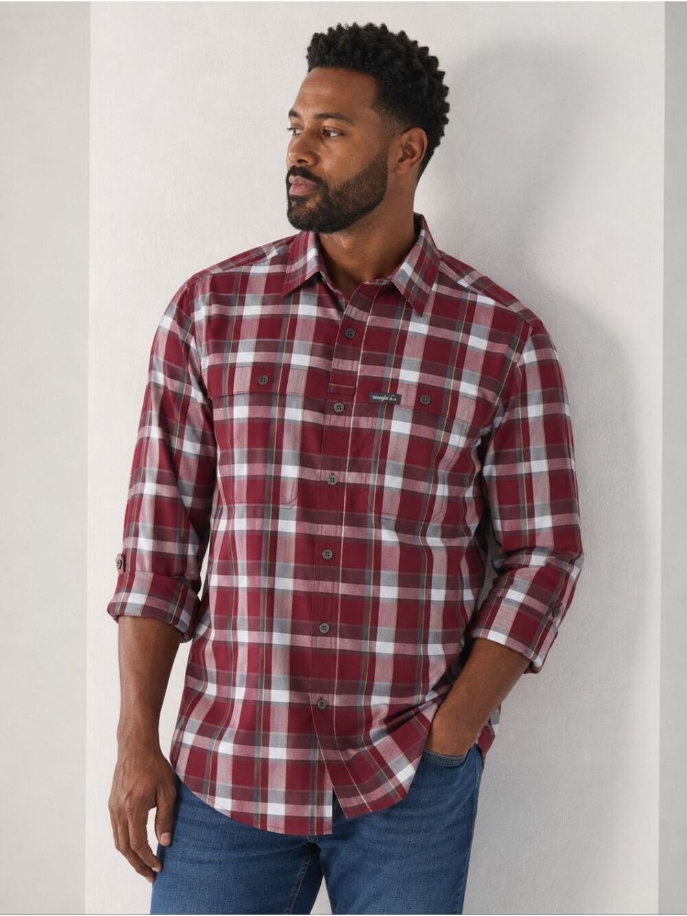 WRANGLER MENS OUTDOOR CLASSIC FIT MOISTURE WICKING UPF 30+ LONG SLEEVE SHIRT 2XL